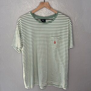 Polo by Ralph Lauren Mint White Striped Short Sleeve T-Shirt Pocket Tee XL